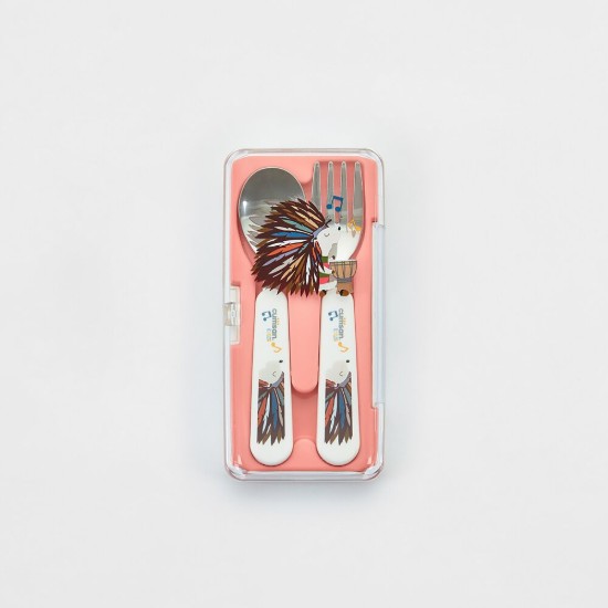 Set di 2 posate per bambini, in acciaio inox, "Infant", Rosa - Cuitisan