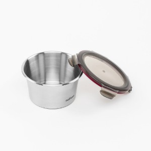 Round food storage container, stainless steel, 920 ml, "Flora" - Cuitisan