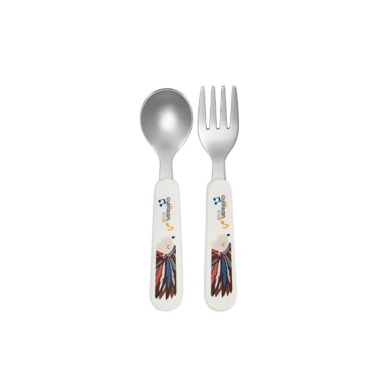 Set di 2 posate per bambini, in acciaio inox, "Infant", Rosa - Cuitisan