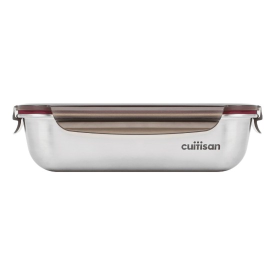 Rectangular food storage container, stainless steel, 1900 ml, "Flora" - Cuitisan