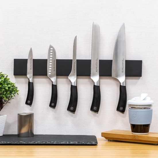 Magnetic knife rack, 45 cm, black - Grunwerg