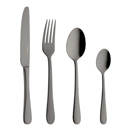 Cutlery set, stainless steel, 16 pieces, "Windsor", black - Grunwerg