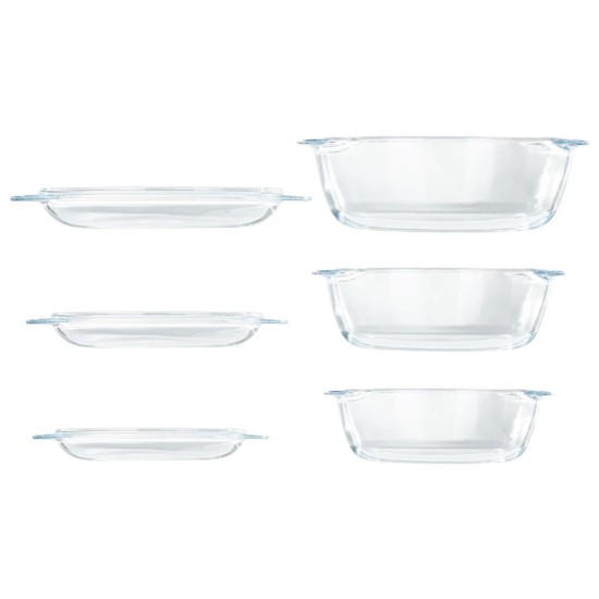 Set van 3 voedselbewaarbakken, gemaakt van hittebestendig glas, "Essentials" - Pyrex