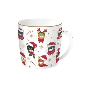Porseleinen mok, 350 ml, "CHRISTMAS FRIENDS CATS" - merk Easy Life