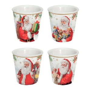 Set of 4 coffee cups, porcelain, 100 ml, "SANTA IS COMING" - Easy Life brand