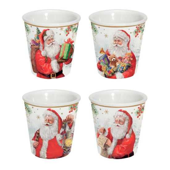 Σετ 4 φλιτζάνια καφέ, πορσελάνη, 100 ml, "SANTA IS COMING" - μάρκας Easy Life