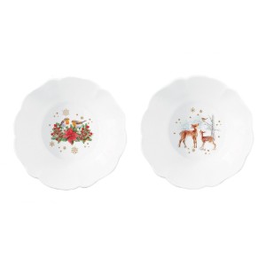 Set di 2 ciotole in porcellana, 14 cm, "CHRISTMAS MELODY" - Easy Life