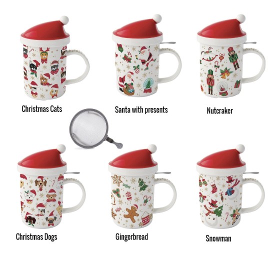 Mug con coperchio e infusore, 370 ml, "CHRISTMAS FRIENDS" - marchio Easy Life