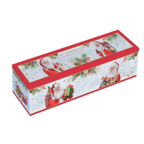 Σετ 4 φλιτζάνια καφέ, πορσελάνη, 100 ml, "SANTA IS COMING" - μάρκας Easy Life
