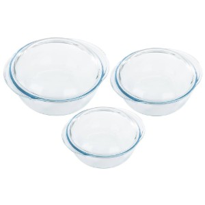 Set di 3 contenitori per alimenti, in vetro resistente al calore, "Essentials" - Pyrex