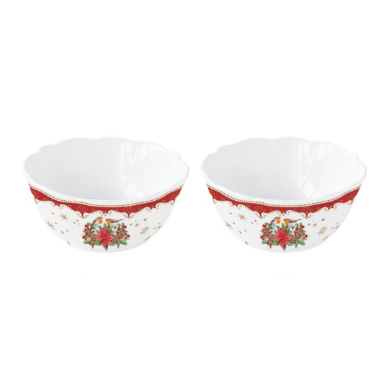 Set of 2 porcelain bowls, 14 cm, "CHRISTMAS MELODY" - Easy Life 