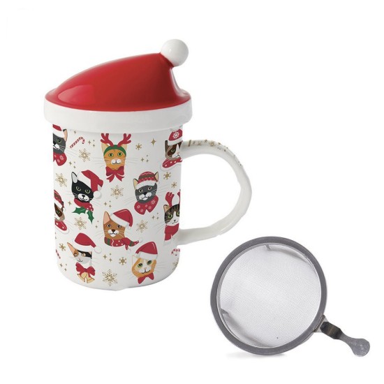 Mug con coperchio e infusore, 370 ml, "CHRISTMAS FRIENDS" - marchio Easy Life