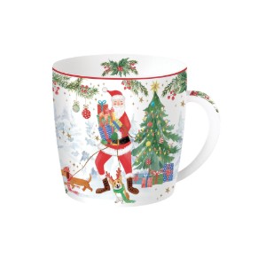 Mug in porcellana, 350 ml, "JOYFUL SANTA" - marchio Easy Life
