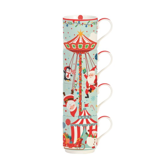 Set di 4 tazze in porcellana, 275 ml, "SANTA'S CAROUSEL" - Easy Life brand