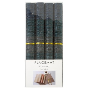 Set di 4 tovagliette, 45 x 30 cm, blu scuro