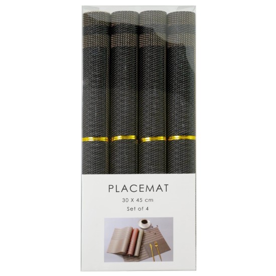 Set di 4 sottopiatti, 45 x 30 cm, nero