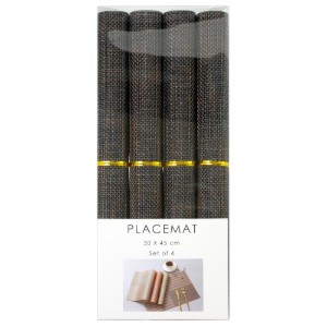 Set di 4 tovagliette, 45 x 30 cm, nero/marrone