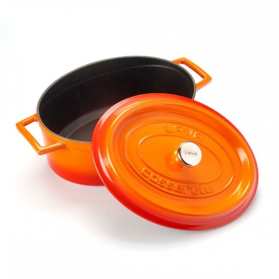 Casseruola ovale, ghisa, 27cm/3,91L "Trendy", arancione - LAVA