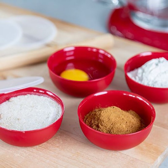 Set di 4 ciotole, con coperchio, in plastica, "Empire Red" - marca KitchenAid