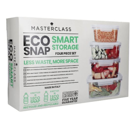 Set med 4 "Eco Smart Snap" matförvaringsbehållare, "MasterClass" – Kitchen Craft