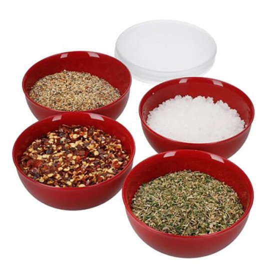 Set di 4 ciotole, con coperchio, in plastica, "Empire Red" - marca KitchenAid