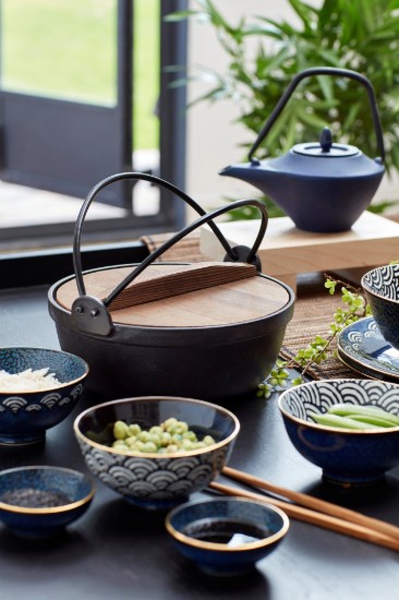 Miso kom, porselein, 11,5 cm, "Satori", kleur Indigoblauw – Mikasa