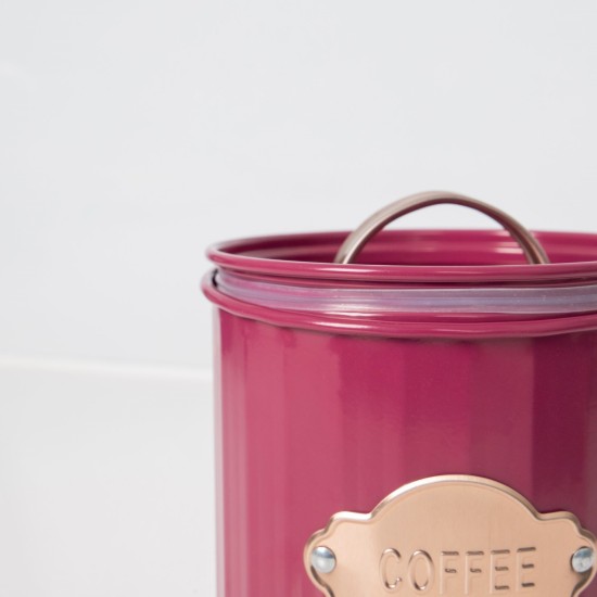 Σετ 3 δοχείων για τσάι, καφέ και ζάχαρη, 1L, Burgundy - Kitchen Craft