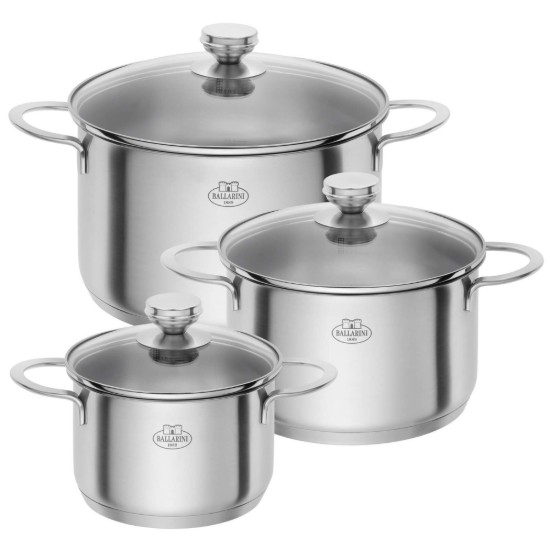Conjunto de panelas de aço inoxidável, 6 peças, "Ancona" - Ballarini