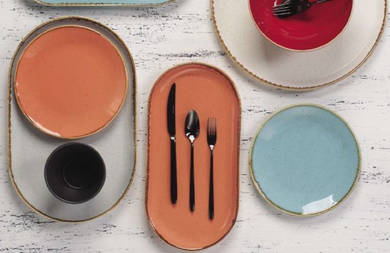 Steak platter, porcelain, 32x26cm, "Seasons", orange - Porland