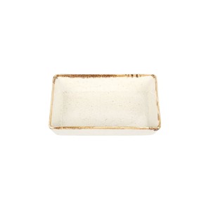 Plate for serving breakfast, porcelain, 13 × 8.5 cm, beige, "Seasons" - Porland