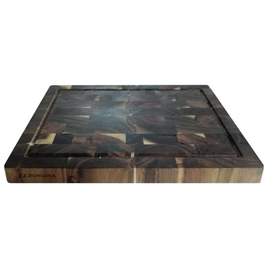 Tabla de cortar, madera de acacia, 40 × 30 cm, 3,5 cm de espesor - Zokura