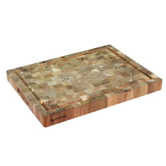 Tabla de cortar, madera de acacia, 40 × 30 cm, 3,5 cm de espesor - Zokura