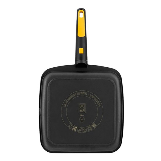 Vierkante grillpan, aluminium, afneembare handgreep, 28x28 cm, "Fast Click" - BRA