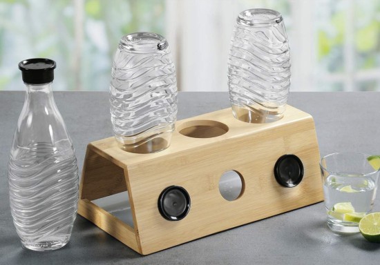 Estendal para garrafas com bandeja, bambu, 32 x 12 x 17,5 cm - Kesper