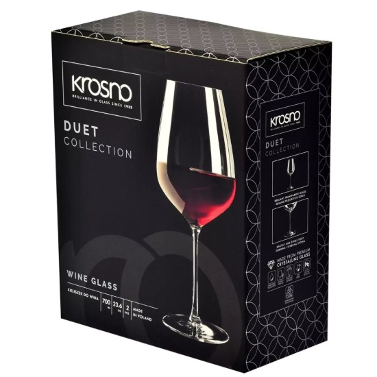 Σετ 2 ποτήρια κρασιού Pinot Noir, από κρυστάλλινο γυαλί, 700ml, "Duet" - Krosno