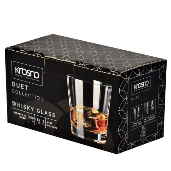 Set di 2 bicchieri da whisky, in vetro, 390 ml, "DUET" - Krosno