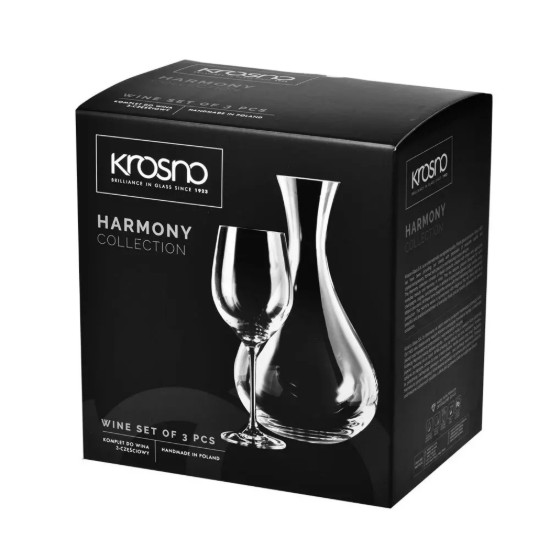 Servizio da vino 3 pezzi in vetro cristallino "Harmony" - Krosno