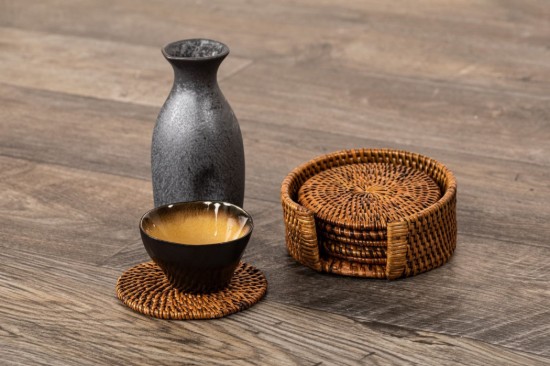 Set sottobicchieri 6 pezzi, 10 cm, Natural - Tiseco