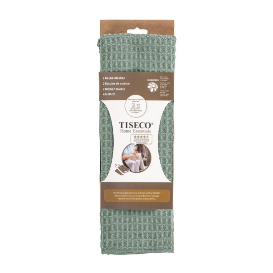 Set 2 strofinacci, microfibra, 40×60 cm, "Essential", "Green stone" - Tiseco
