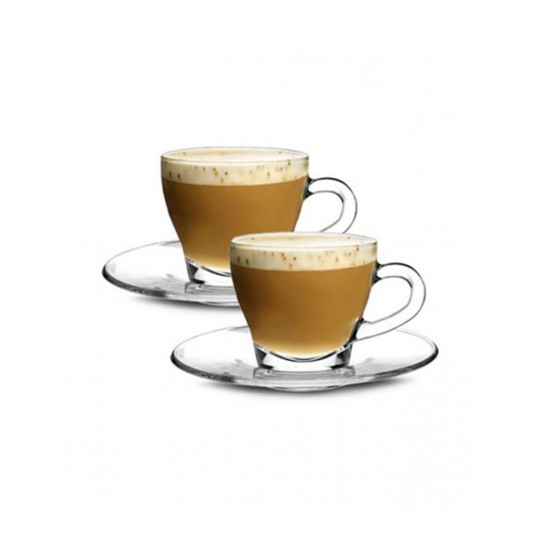 Set of 2 cappuccino cups with saucers, glass, 180 ml, Ischia - Borgonovo