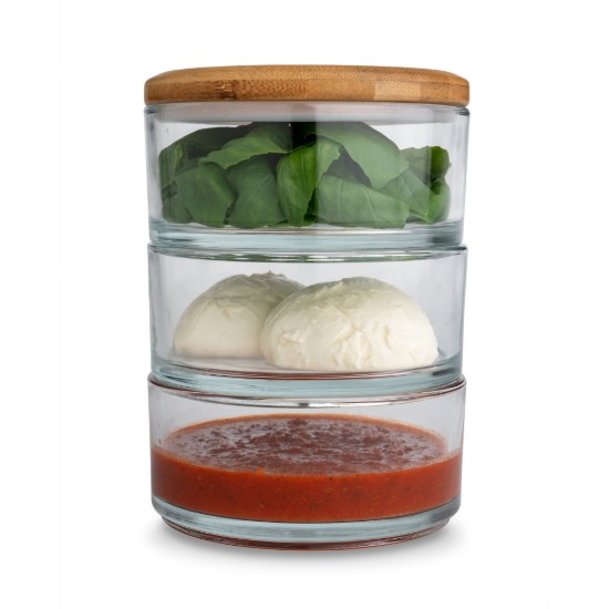 Set van 3 stapelbare bakjes, gemaakt van hittebestendig glas, 970 ml - Ooni