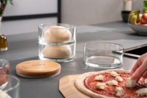 Set van 3 stapelbare bakjes, gemaakt van hittebestendig glas, 970 ml - Ooni