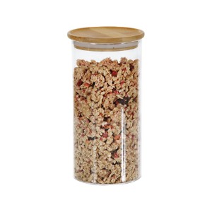 Voorraadpot, glas, 1200ml, met bamboe deksel - Kesper