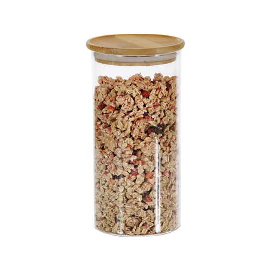 Storage jar, glass, 1200ml, with bamboo lid - Kesper