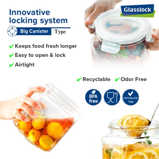 Voedselbewaardoos, glas, 2000ml, "Big Canister" - Glasslock