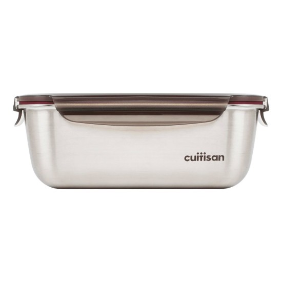 Rectangular food storage container, stainless steel, 3600ml, "Flora" - Cuitisan