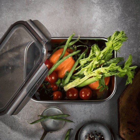 Rectangular food storage container, stainless steel, 2800 ml, "FLORA" range - Cuitisan