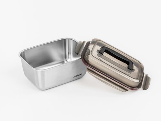 Recipiente rectangular para alimentos, acero inoxidable, 3600 ml, gama "FLORA" - Cuitisan