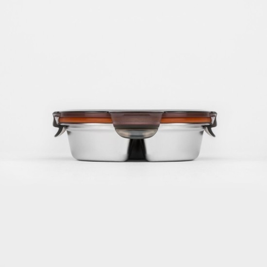 Round food storage container, compartmentalized, stainless steel, 280 ml, "TO GO" range - Cuitisan