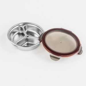 Round food storage container, compartmentalized, stainless steel, 280 ml, "TO GO" range - Cuitisan